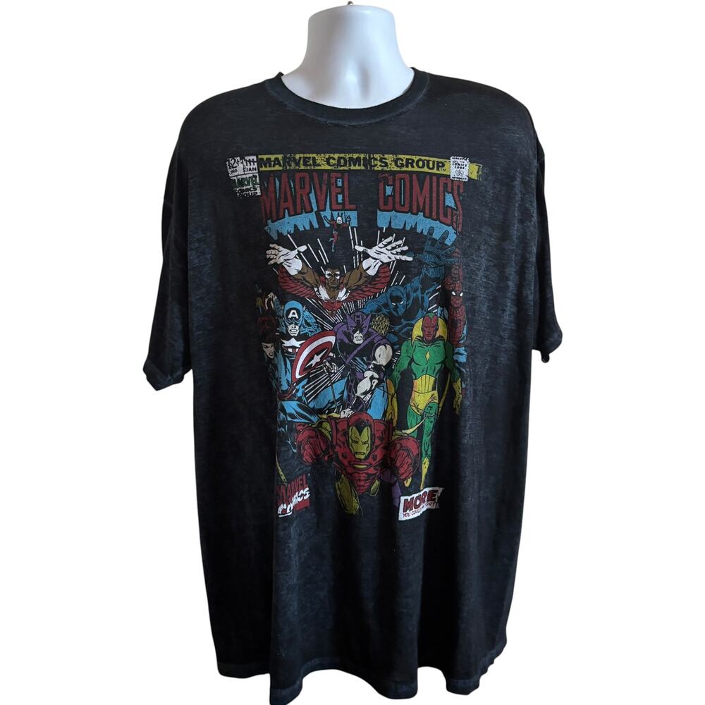 Marvel 2X Acid Wash Graphic Tee Black Regular